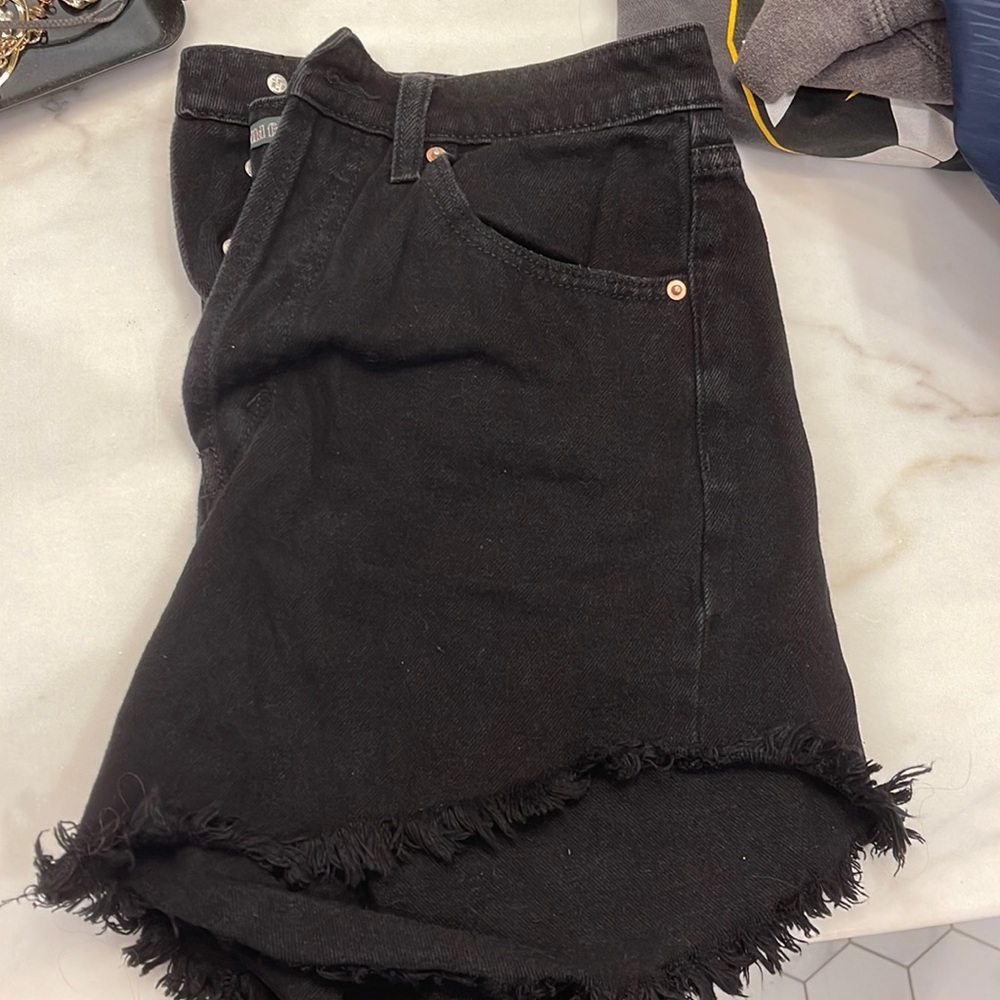 Wild Fable Black Button- down Jean Shorts
